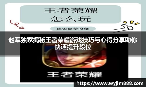 赵军独家揭秘王者荣耀游戏技巧与心得分享助你快速提升段位
